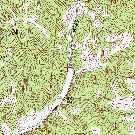 Topographic Map of Bray Hollow, OH