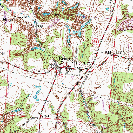 Topographic Map of Bristol, OH