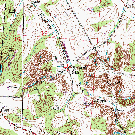 Topographic Map of Bristol Station, OH