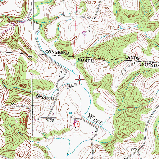 Topographic Map of Browns Run, OH