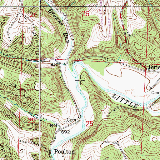 Topographic Map of Browns Run, OH