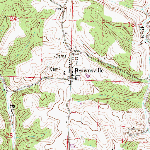 Topographic Map of Brownsville, OH