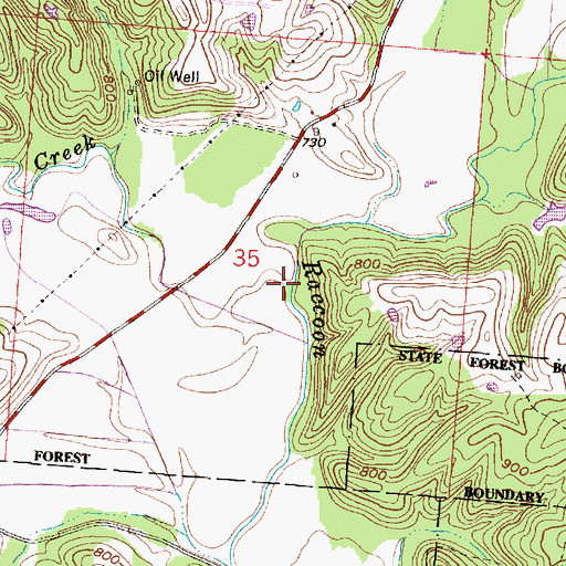 Topographic Map of Brushy Creek, OH
