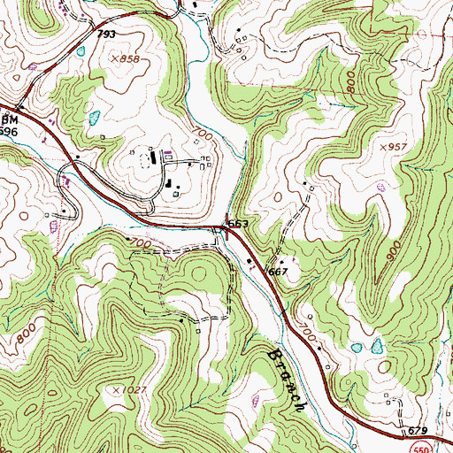 Topographic Map of Bryson Branch, OH