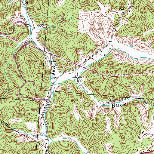 Topographic Map of Buck Creek, OH