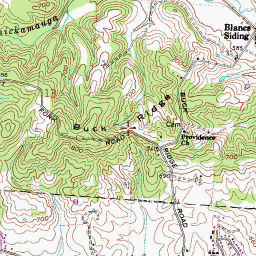 Topographic Map of Buck Ridge, OH