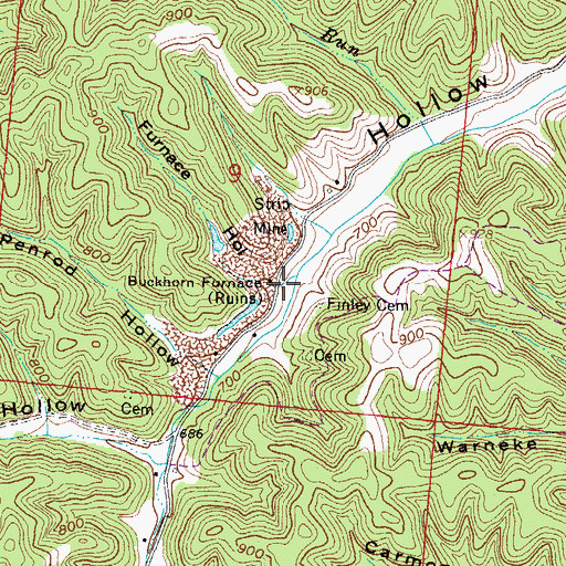 Topographic Map of Buckhorn Furnace, OH