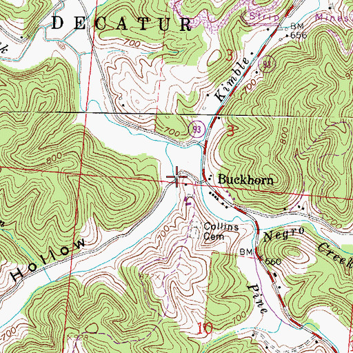 Topographic Map of Buckhorn Hollow, OH