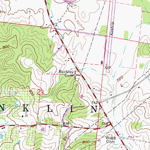 Topographic Map of Buckley Cemetery, OH