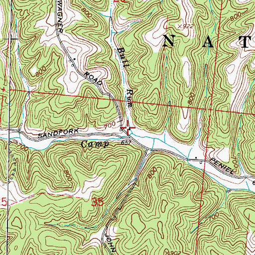 Topographic Map of Bull Run, OH