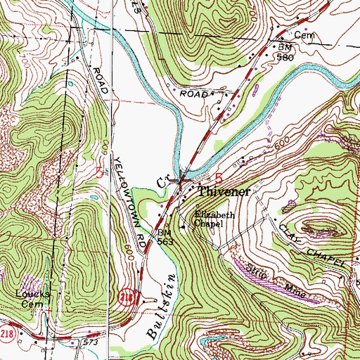 Topographic Map of Bullskin Creek, OH