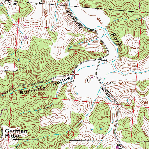 Topographic Map of Burnette Hollow, OH