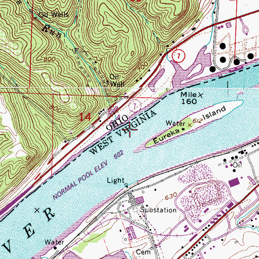 Topographic Map of Burns Run, OH
