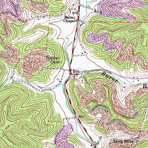Topographic Map of Burnt Run, OH