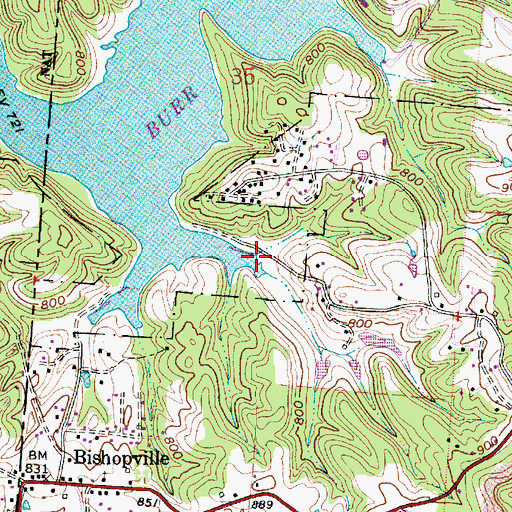 Topographic Map of Burr Oak Reservoir, OH