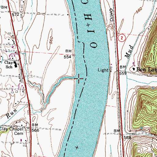 Topographic Map of Burrels Run, OH