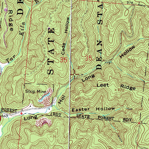 Topographic Map of Cade Hollow, OH