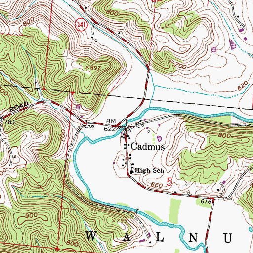 Topographic Map of Cadmus, OH