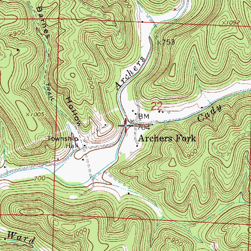 Topographic Map of Cady Run, OH