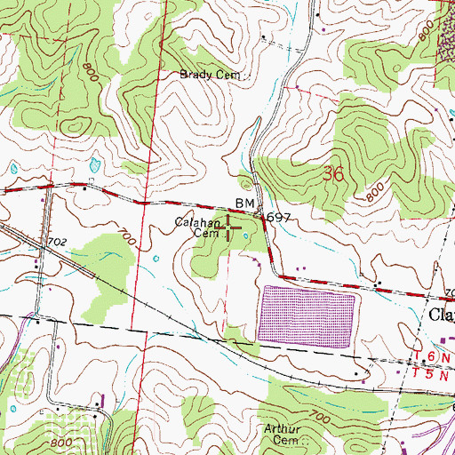Topographic Map of Calahan Cemetery, OH