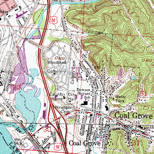 Topographic Map of Calvary Cemetery, OH
