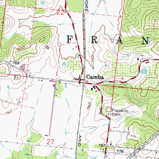 Topographic Map of Camba, OH