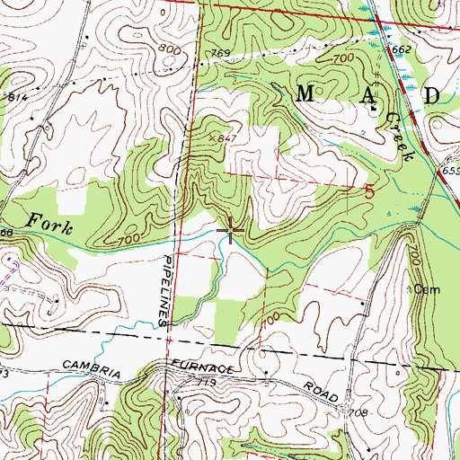 Topographic Map of Cambria Creek, OH