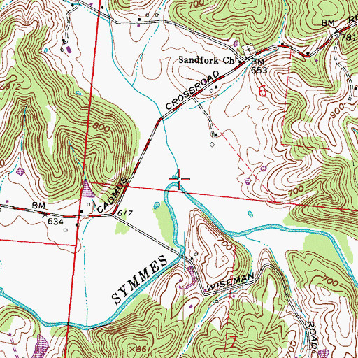 Topographic Map of Camp Creek, OH