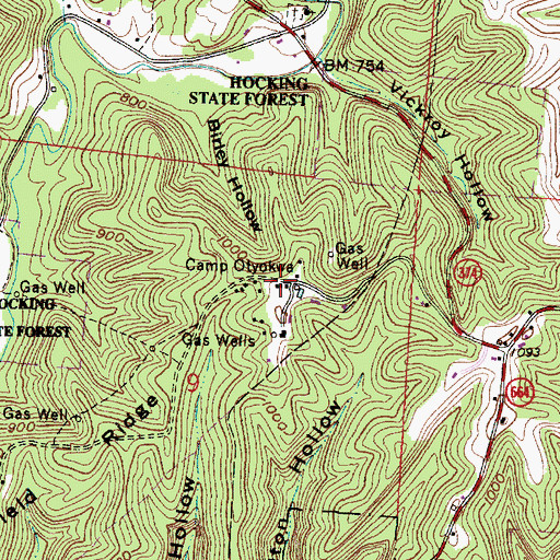 Topographic Map of Camp Otyokwa, OH