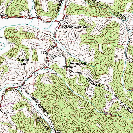 Topographic Map of Campbell Cemetery, OH