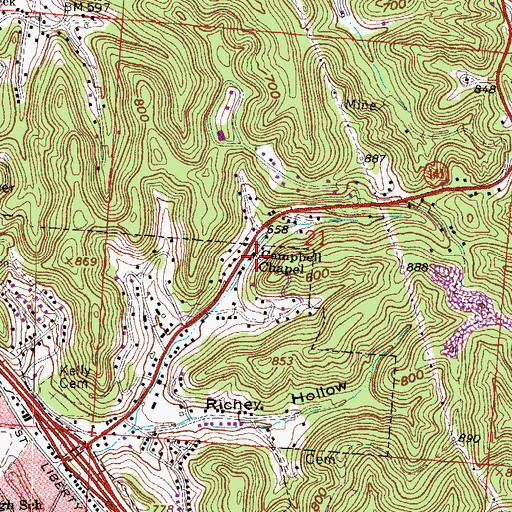 Topographic Map of Campbell Chapel, OH