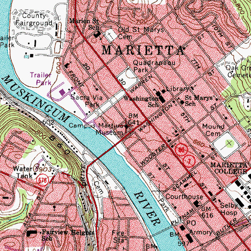 Topographic Map of Campus Martius Museum, OH