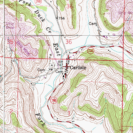 Topographic Map of Carlisle, OH