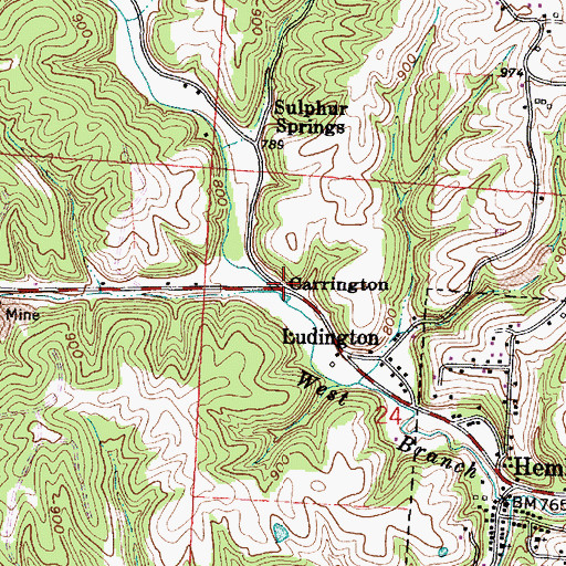 Topographic Map of Carrington, OH