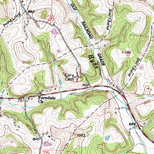 Topographic Map of Cary Cemetery, OH