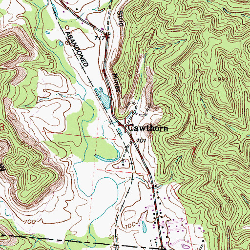 Topographic Map of Cawthorn, OH