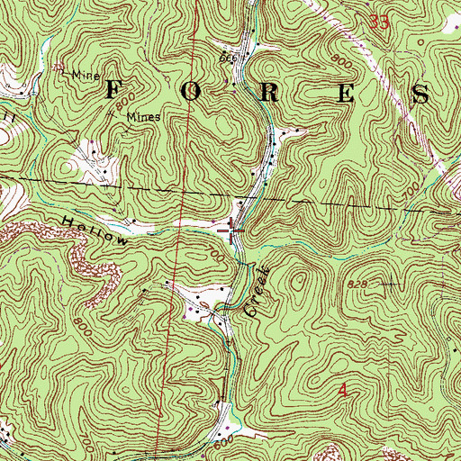 Topographic Map of Cecil Hollow, OH