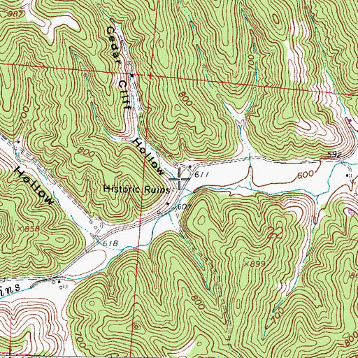 Topographic Map of Cedar Cliff Hollow, OH