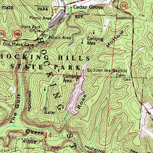 Topographic Map of Cedar Grove Trail, OH