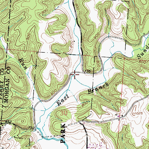 Topographic Map of Cedar Run, OH