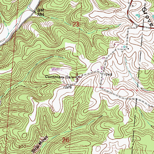 Topographic Map of Centenary Cemetery, OH