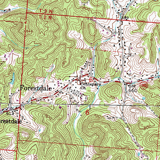 Topographic Map of Centenary Church, OH