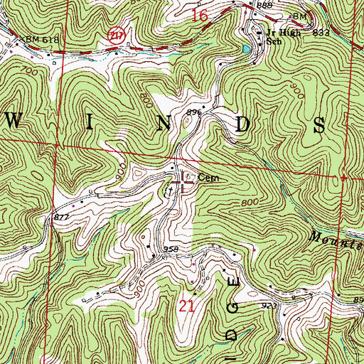 Topographic Map of Centenary Church, OH