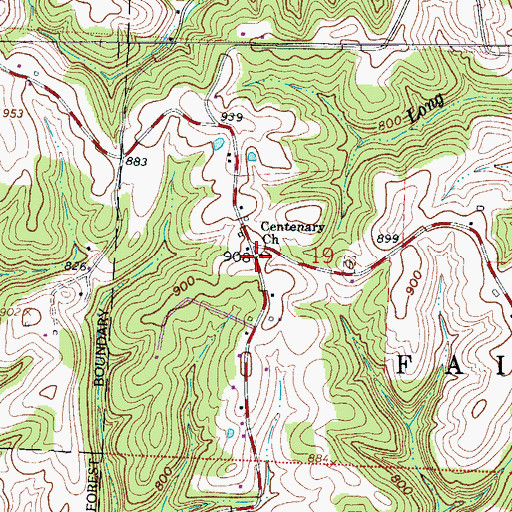 Topographic Map of Centenary Church, OH