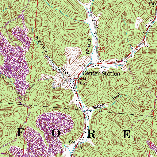 Topographic Map of Center Station, OH