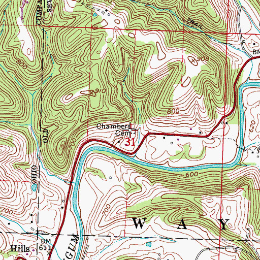 Topographic Map of Chambers Cemetery, OH