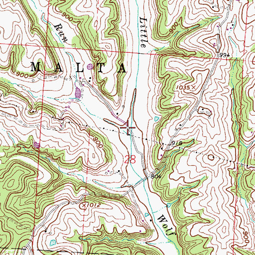 Topographic Map of Chaneyville Run, OH