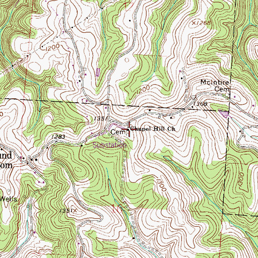 Topographic Map of Chapel Hill Methodist Church, OH