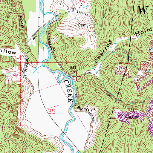 Topographic Map of Charred Hollow, OH