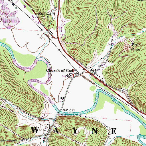 Topographic Map of Church of God, OH
